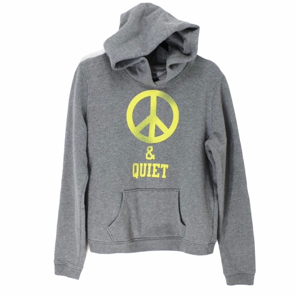 AMERICAN EAGLE Outfitters Grey Gray Sweatshirt Peace and Quiet Hoodie M